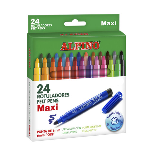 ALPINO - Rotuladores Estuche 24 ud Punta gruesa Colores Surtidos (Ref.AR000007)