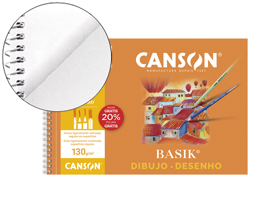 CANSON - Bloc Gama Dibujo Basic 20 Hojas A4 130 Gr (Ref.200408062)