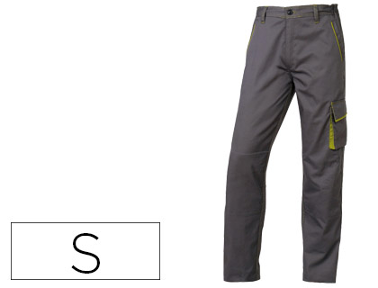 DELTAPLUS - PANTALON DE TRABAJO CINTURA AJUSTABLE 5 BOLSILLOS COLOR GRIS VERDE TALLA S (Ref.M6PANGR-PT)