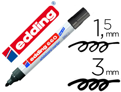 EDDING - Marcador pizarra blanca recargable 660 Tinta pigmentada Negro (Ref.660-01)