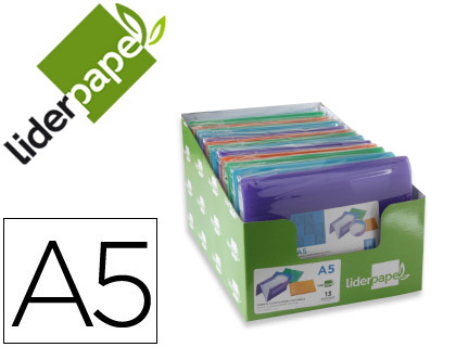 LIDERPAPEL - CARPETA CLASIFICADORA FUELLE DIN A5 POLIPROPILENO 13 DEPARTAMENTOSCOLORES SURTIDOS (Ref.FU34)