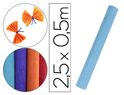 LIDERPAPEL - PAPEL CRESPON ROLLO DE 50 CM X 2,5 M 85G/M2 CELESTE (Ref.CP30)