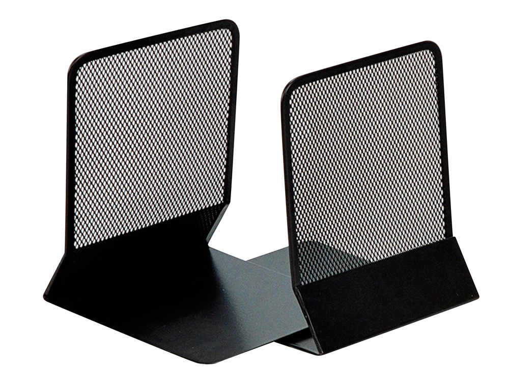 Q-CONNECT - APOYALIBROS METALICO NEGRO -JUEGO -135X152X165 MM (Ref.KF15098)