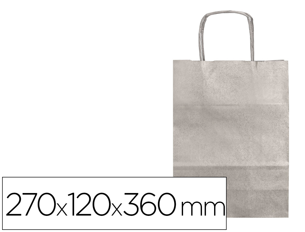 Q-CONNECT - BOLSA KRAFT PLATA ASA RETORCIDA 270X120X360 MM (Ref.KF18691)