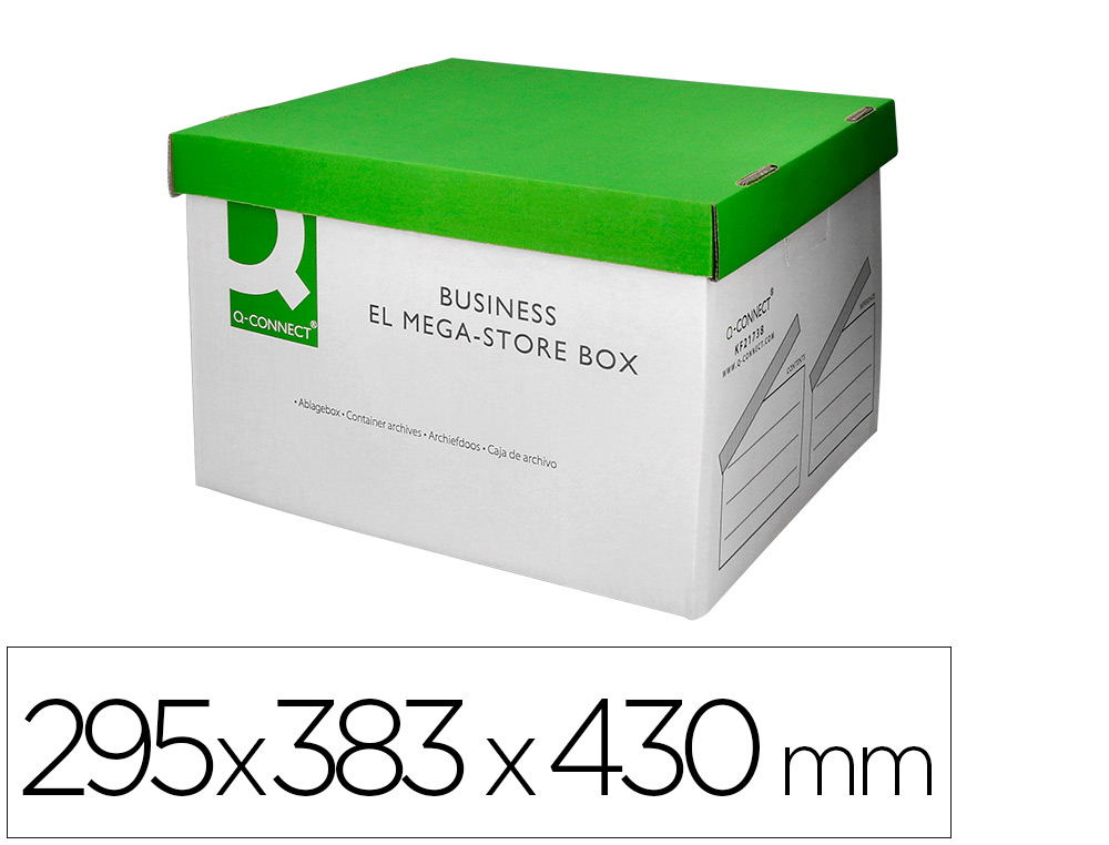 Q-CONNECT - CAJON Cartón PARA 4 CAJAS Archivador Definitivo FOLIO MONTAJE AUTOMATICO MEDIDAS INTERIOR 295X383X430MM (Ref.KF21738)