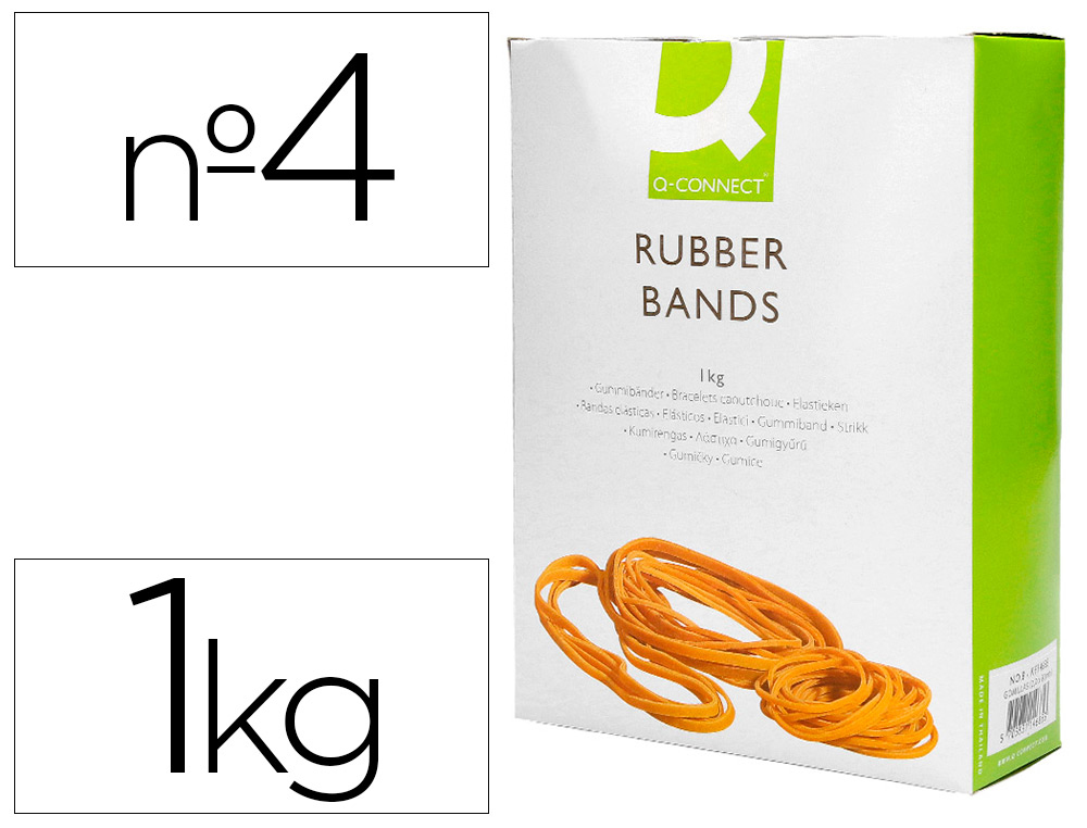 Q-CONNECT - GOMILLAS ELASTICAS 1000 GR NUMERO 4 40 X 2 MM (Ref.KF14681)