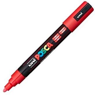 UNI-BALL - Marcador permanente PC-5M Uni Posca Trazo 1.8-2.5 mm Punta biselada Rojo (Ref.152736000)