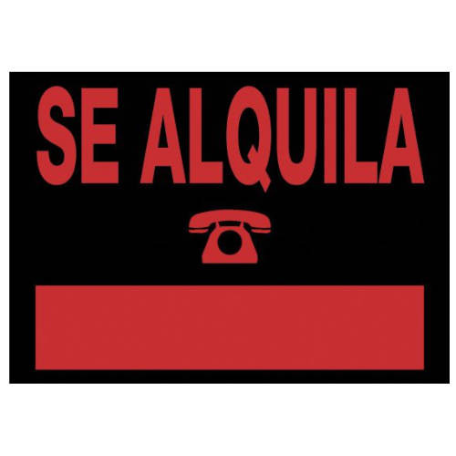 UNIPAPEL - Cartel anunciador Se alquila 500x230 mm Naranja fosforescente y negro PVC (Ref.6163NE)