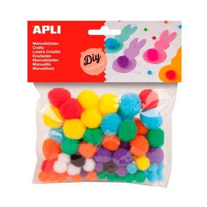 APLI - Bolsa 78 POM POM 8 COLORES SURTIDOS (Ref.13061)