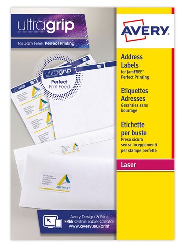 AVERY - Etiquetas laser QuickPeel Caja 100 hojas 2400 ud 63,5x34 (Ref.L7159-100)