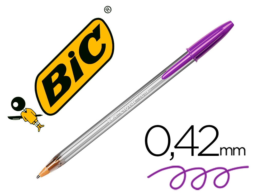 BIC - Bolígrafo Cristal Fun morado. Trazo 0,6mm. (Ref.929055)