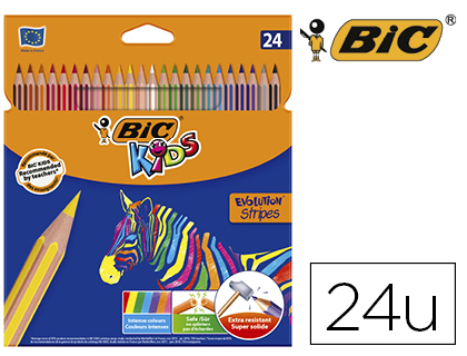 BIC - LAPICES DE COLORES EVOLUTION STRIPES CAJA DE 24 COLORES SURTIDOS (Ref.950525)