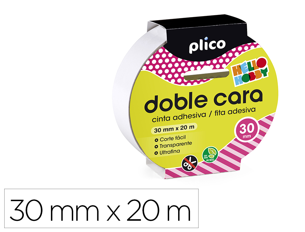CINTA ADHESIVA PLICO DOBLE CARA 30MM X 20M (Ref.13320)