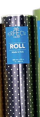 COLIBRI - PAPEL FANTASIA SIMPLE METALIZADO AZUL CON PUNTOS BOBINA 300 MM X 30 MT (Ref.RP1MEB03)