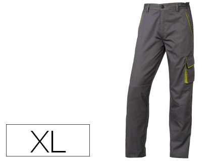 DELTAPLUS - PANTALON DE TRABAJO CINTURA AJUSTABLE 5 BOLSILLOS COLOR GRIS VERDE TALLA XL (Ref.M6PANGR-XG)