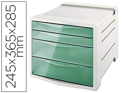 ESSELTE - FICHERO CAJONES DE SOBREMESA COLOUR ICE PLASTICO 4 CAJONES COLOR VERDE 245X365X285 MM (Ref.626285)