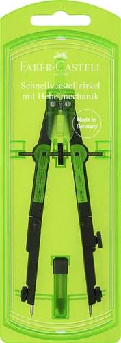 FABER CASTELL - COMPAS MECANISMO PALANCA VERDE NEON (Ref.174007)