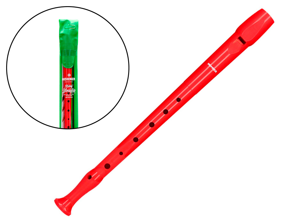 HOHNER - FLAUTA 9508 COLOR ROJA FUNDA VERDE Y TRANSPARENTE (Ref.B95084RE)