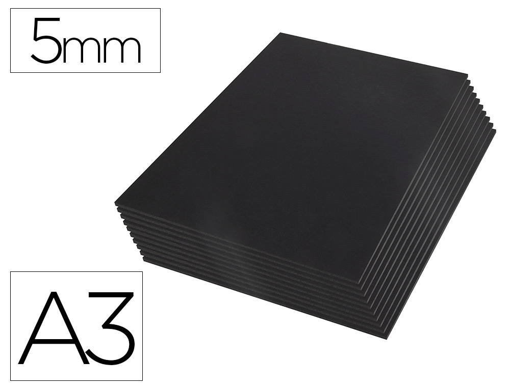LIDERPAPEL - Cartón PLUMA NEGRO DOBLE CARA DIN A3 ESPESOR 5 MM (Ref.LU13)