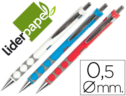 LIDERPAPEL - PORTAMINAS DIAMOND 0.5 MM CON GOMA Y SUJECION SOFT COLORES SURTIDOS (Ref.MI21)