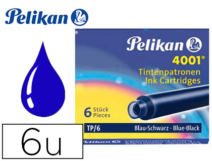 PELIKAN - Cartuchos tinta 6 ud Azul /Negro TP/6 151307 (Ref.301184)