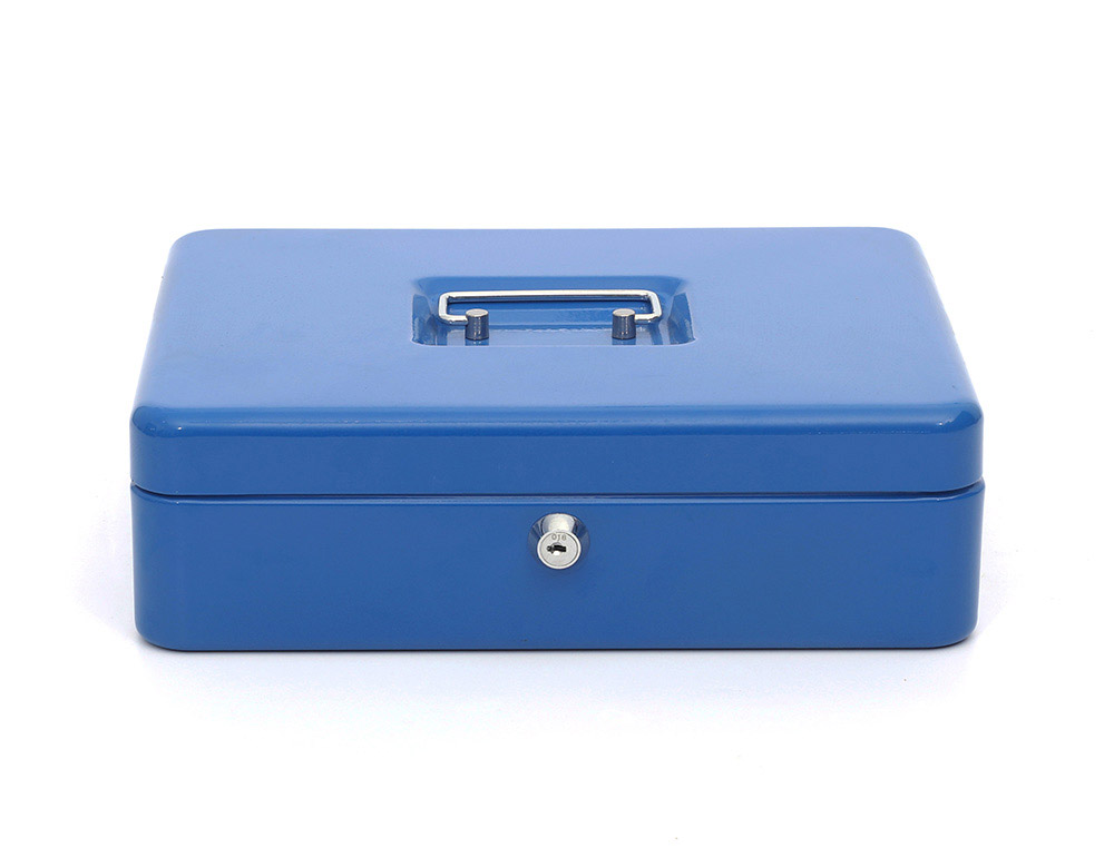 Q-CONNECT - CAJA CAUDALES 12" 300X240X90 MM AZUL CON PORTAMONEDAS (Ref.KF03327)