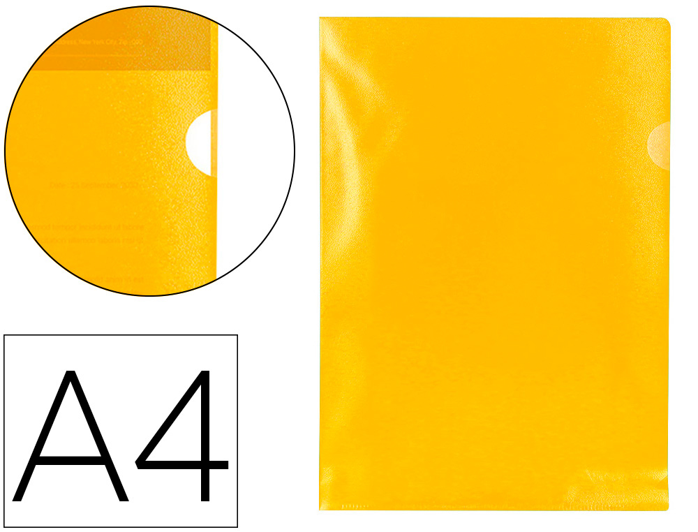 Q-CONNECT - CARPETA DOSSIER UÑERO PLASTICO DIN A4 120 MICRAS AMARILLA CAJA DE 100 UNIDADES (Ref.KF01487)