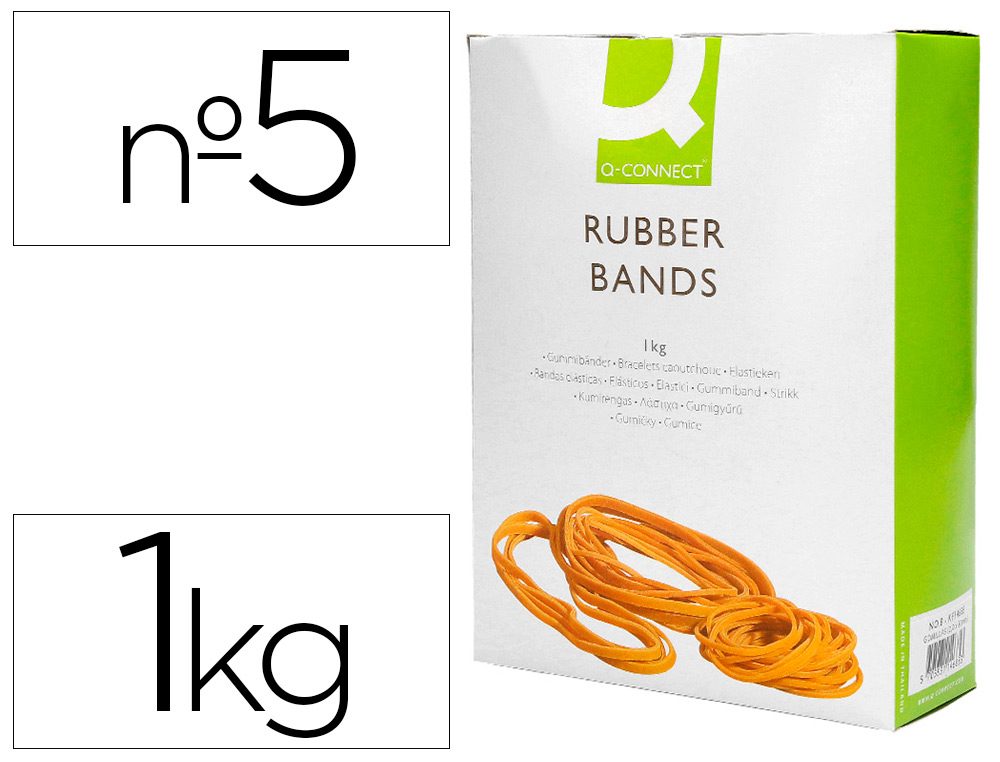 Q-CONNECT - GOMILLAS ELASTICAS 1000 GR NUMERO 5 50 X 2 MM (Ref.KF14682)