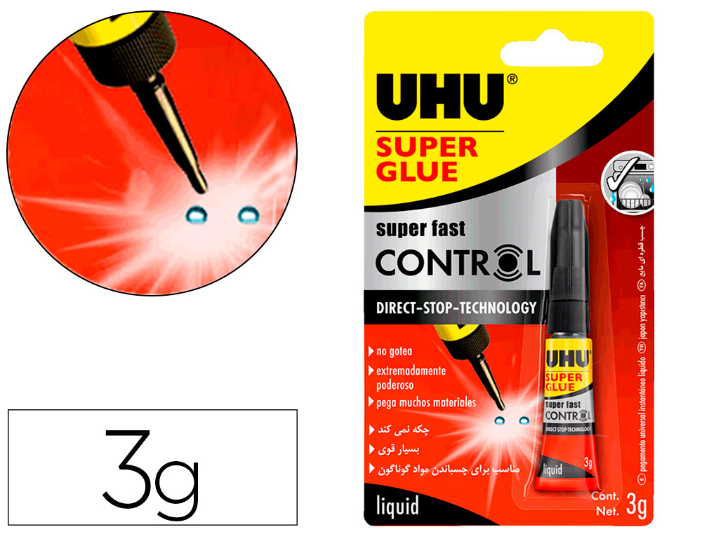 UHU - Pegamento instantaneo control tecnologia stop 3 gr (Ref. 35281)