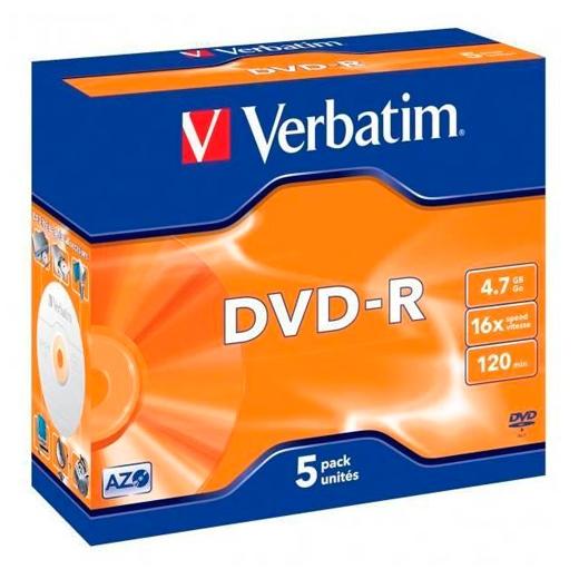 VERBATIM - Dvd+R Advanced azo Pack 5 16X 4.7GB (CANON L.P.I. 1,05€ Incluido) (Ref.43519)