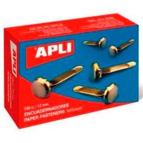 APLI - ENCUADERNADOR latonado Nº1 (12 mm) CAJA de 100 (Ref.12283)