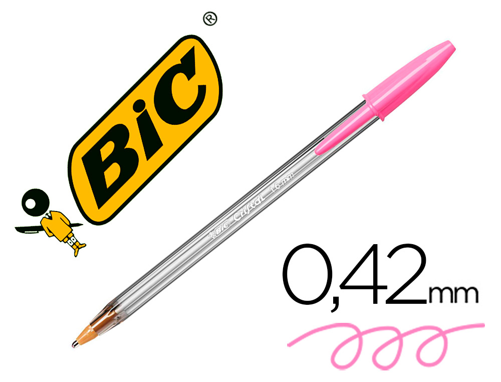 BIC - Bolígrafo Cristal Fun rosa. Trazo 0,6mm. (Ref.929056)