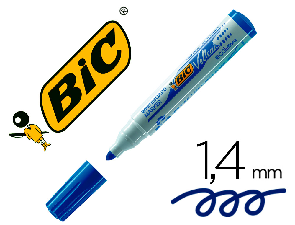 BIC - ROTULADOR VELLEDA PARA PIZARRA AZUL PUNTA REDONDA 1,3 MM (Ref.904938)