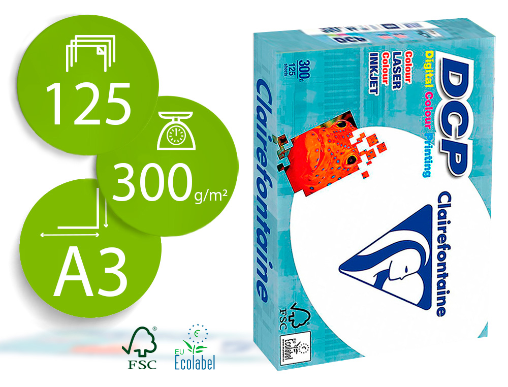 CLAIREFONTAINE - PAPEL FOTOCOPIADORA DIN A3 300 GRAMOS PAQUETE DE 125 HOJAS (Ref.3802C)