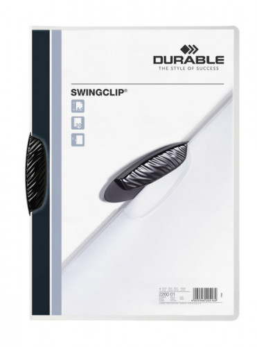 DURABLE - Dossiers clip Swingclip Capacidad 30 hojas A4 Negro Polipropileno (Ref.2260-01)