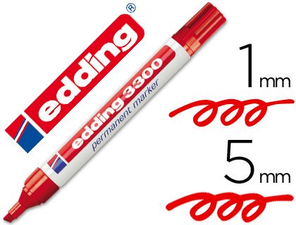 EDDING - Marcador permanente recargable 3300 Trazo 1 - 5 mm Punta biselada Rojo (Ref.3300-02)