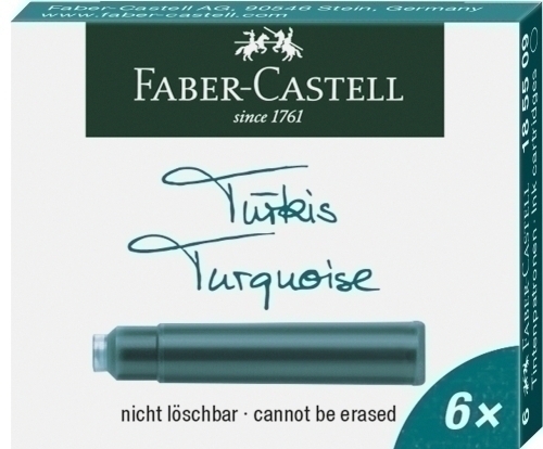 FABER CASTELL - TINTA ESTILOGRAFICA CAJA 6 CARTUCHOS TURQUESA (Ref.185509)