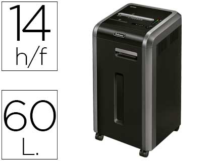 FELLOWES - Destructora 225MI 60L Corte en Microparticulas Capacidad 14h. (Ref.4620101)