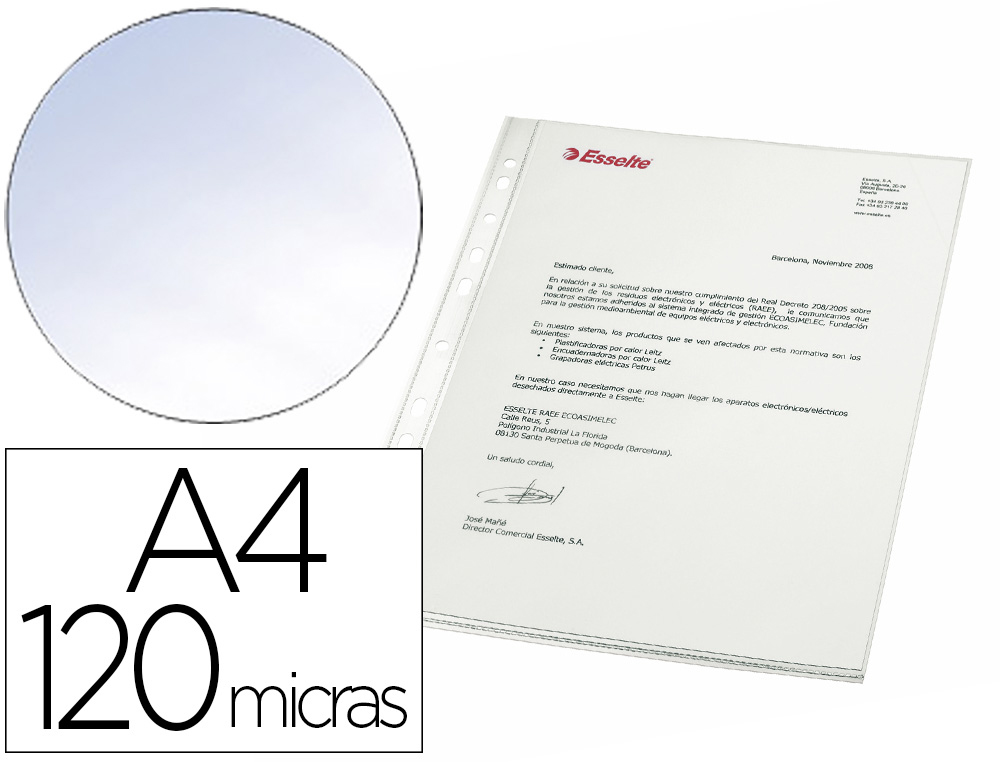 LEITZ - Fundas portadocumentos Luxe 120micras cristal 100 ud A4 C13T16324010 (Ref.46104)