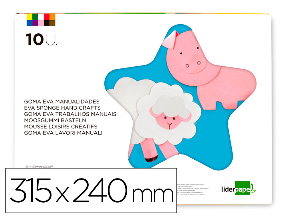 LIDERPAPEL - BLOC TRABAJOS MANUALES GOMA EVA 240X315MM 10 HOJAS COLORES SURTIDOS (Ref.TM06)