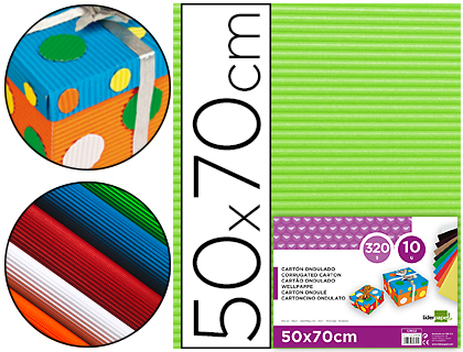 LIDERPAPEL - Cartón ONDULADO 50 X 70CM 320G/M2 VERDE PISTACHO (Ref.CN09)