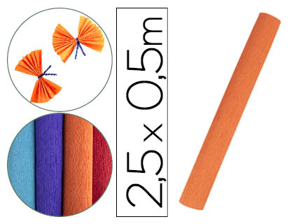 LIDERPAPEL - PAPEL CRESPON ROLLO DE 50 CM X 2,5 M 85G/M2 NARANJA (Ref.CP35)