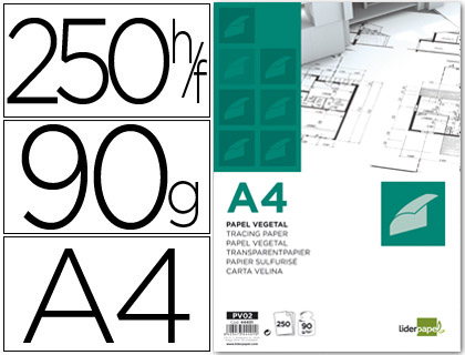 LIDERPAPEL - PAPEL DIBUJO 210X297MM 90G/M2 VEGETAL (Ref.PV02)