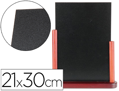 LIDERPAPEL - PIZARRA NEGRA DOBLE CARA DE MADERA CON SUPERFICIE PARA ROTULADORES TIPO TIZA 21X30CM (Ref.PZ01)