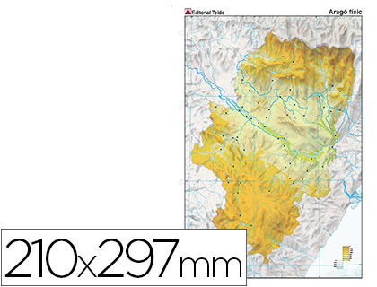 MAPA MUDO COLOR DIN A4 ARAGON FISICO (Ref.7224-7)