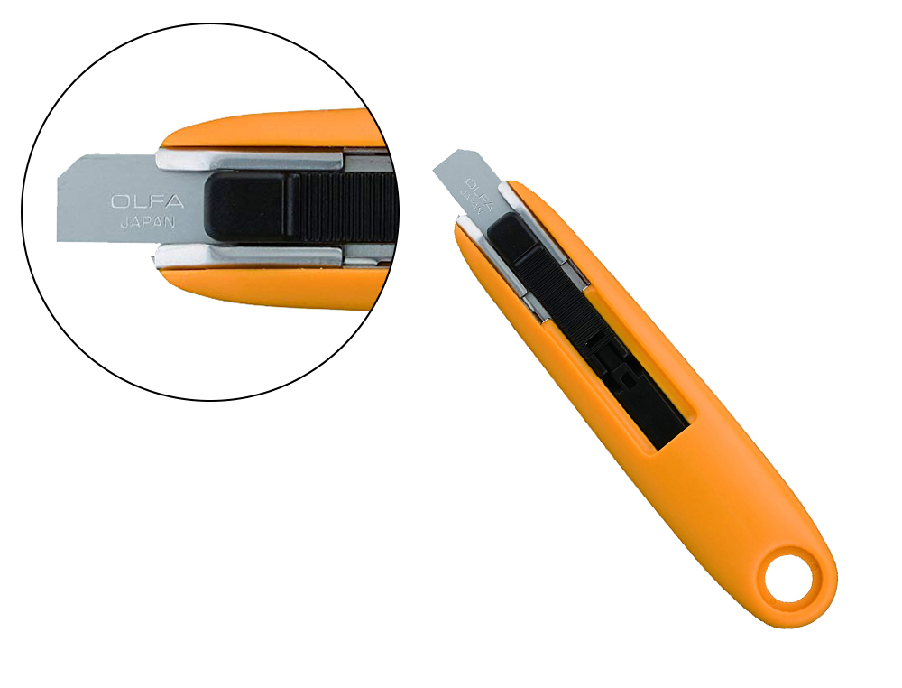 OLFA - Cuter mini plastico cuchilla ancha 12,5 mm retractil apto para zurdos (Ref. SK-7)