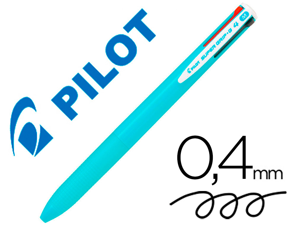 PILOT - Boligrafo SUPER GRIP G - 4 colores retráctil sujeción de caucho tinta base de aceite cuerpo color azul (Ref.BPKGG-35M-LB / NSG4AC)