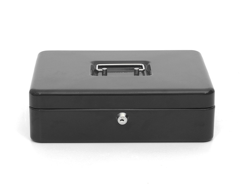 Q-CONNECT - CAJA CAUDALES 12" 300X240X90 MM NEGRA CON PORTAMONEDAS (Ref.KF04279)
