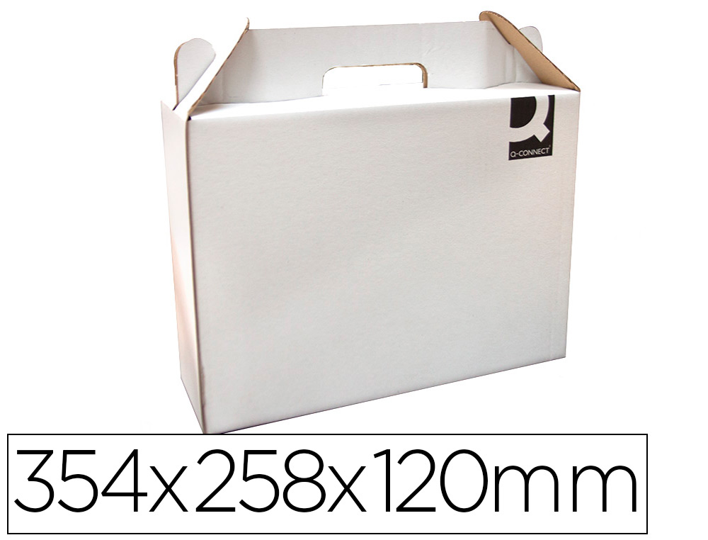 Q-CONNECT - CAJA MALETIN CON ASA Cartón PARA ENVIO Y TRANSPORTE 350X118X255 MM (Ref.KF18477)