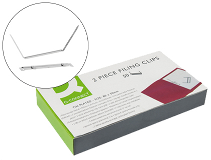 Q-CONNECT - ENCUADERNADOR FASTENER PLATEADO CAJA DE 50 UNIDADES (Ref.KF26083)